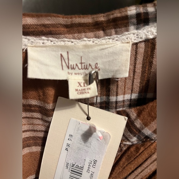 Westbound Brown Tartan Plaid Button Front Top size XL - Picture 11 of 12